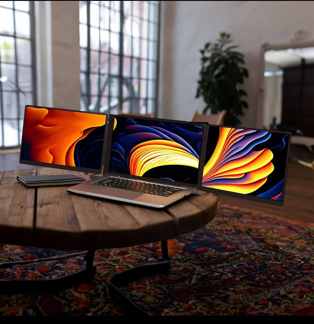 Moniteur Portable Triple Écran + Housse de Transport - Extension pour Laptop