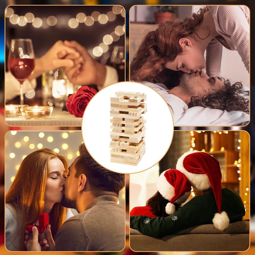 Jeu de Tour de Blocs Coquins, +30 Pièces Jeu Coquin de Tour Infernale pour Adultes, Blocs Empilables en Bois, Noël Cadeaux de Rencontre pour Couples Adultes
