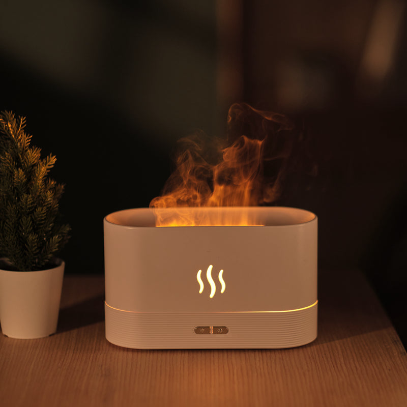 Diffuseur de Senteur Flamme LED - Humidificateur Aromatique, 8h Autonomie, Multicolore, Silencieux
