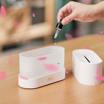 Diffuseur de Senteur Flamme LED - Humidificateur Aromatique, 8h Autonomie, Multicolore, Silencieux