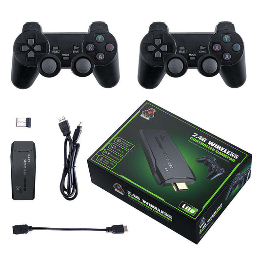 Game Stick Lite 4K - 10.000+ Jeux Classiques, 2 Manettes Sans Fil 2.4G, Plug & Play