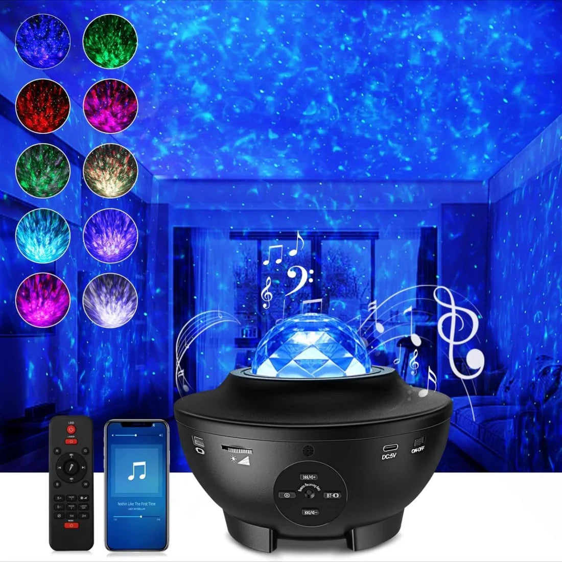 Projecteur Galaxie LED - Lampe Étoiles, Enceinte Bluetooth, Télécommande, Ambiance Univers