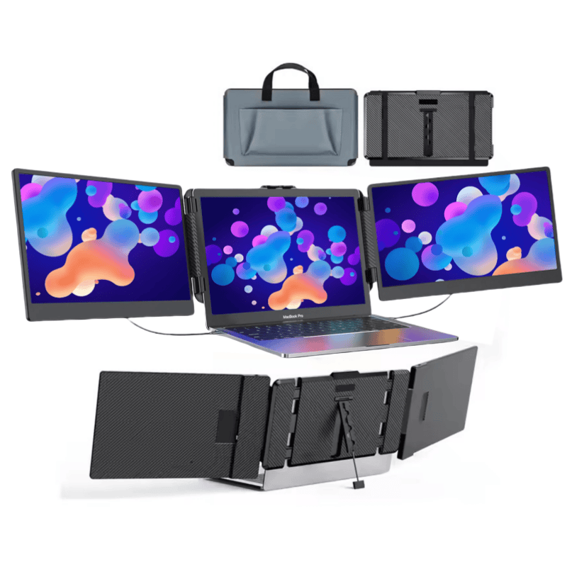 Moniteur Portable Triple Écran + Housse de Transport - Extension pour Laptop