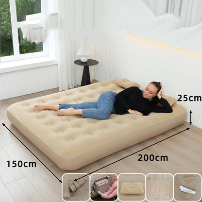 Matelas Gonflable Très Résistant 2 Places - Pompe Intégrée Automatique, Hauteur Améliorée, Camping & Maison, 25cm d'épaisseurs