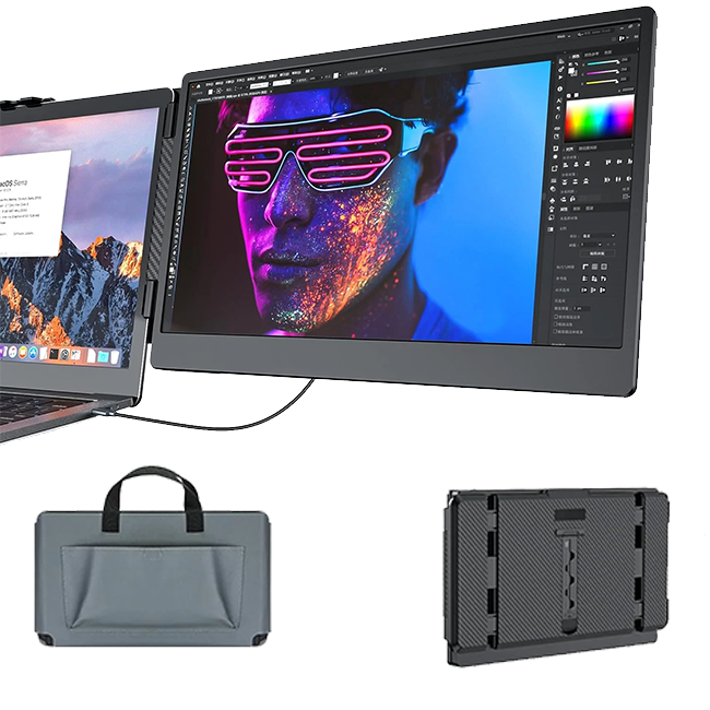 Moniteur Portable Triple Écran + Housse de Transport - Extension pour Laptop