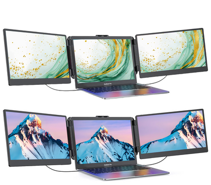 Moniteur Portable Triple Écran + Housse de Transport - Extension pour Laptop