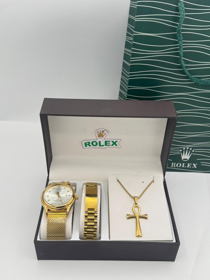Coffret Bijoux 4 Pièces Homme & Femme - Montre + Bracelet + Collier + Bague, Cadeau Idéal