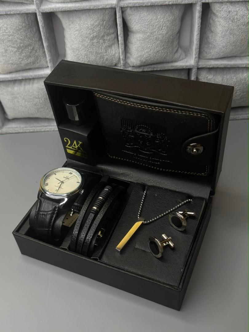 Coffret Bijoux 4 Pièces Homme & Femme - Montre + Bracelet + Collier + Bague, Cadeau Idéal