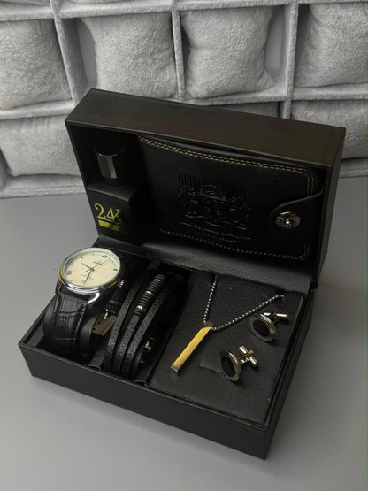 Coffret Bijoux 4 Pièces Homme & Femme - Montre + Bracelet + Collier + Bague, Cadeau Idéal