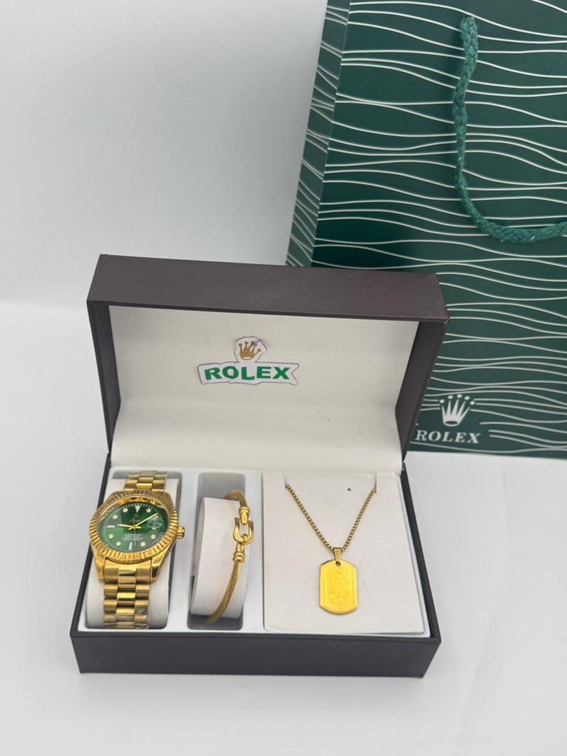 Coffret Bijoux 4 Pièces Homme & Femme - Montre + Bracelet + Collier + Bague, Cadeau Idéal