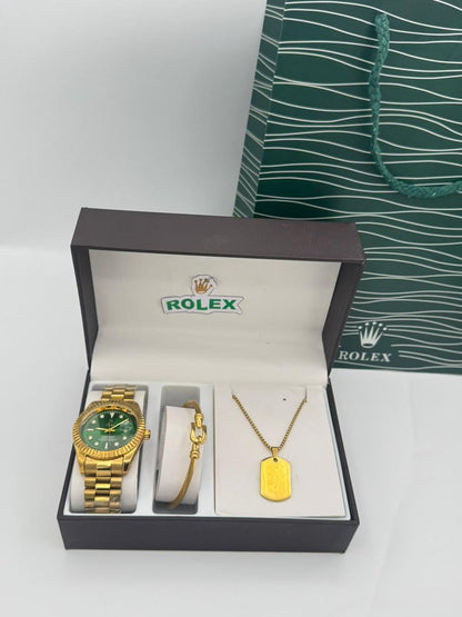 Coffret Bijoux 4 Pièces Homme & Femme - Montre + Bracelet + Collier + Bague, Cadeau Idéal