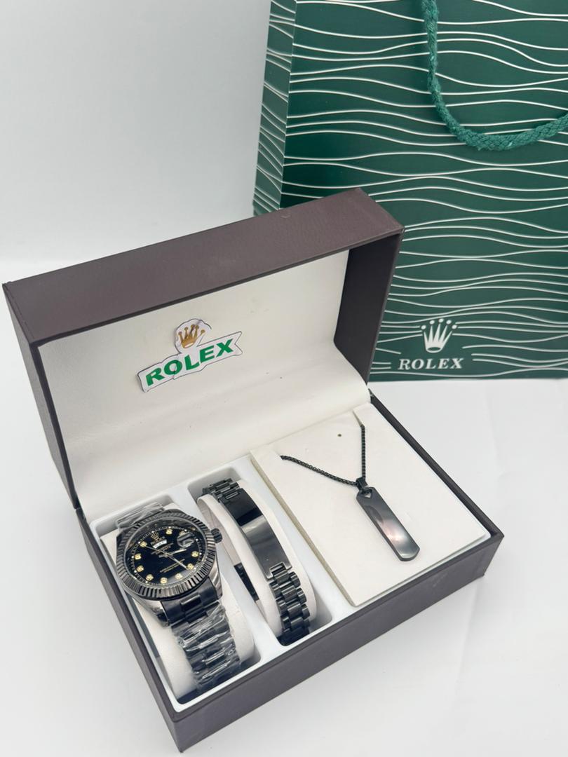 Coffret Bijoux 4 Pièces Homme & Femme - Montre + Bracelet + Collier + Bague, Cadeau Idéal