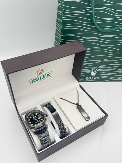 Coffret Bijoux 4 Pièces Homme & Femme - Montre + Bracelet + Collier + Bague, Cadeau Idéal