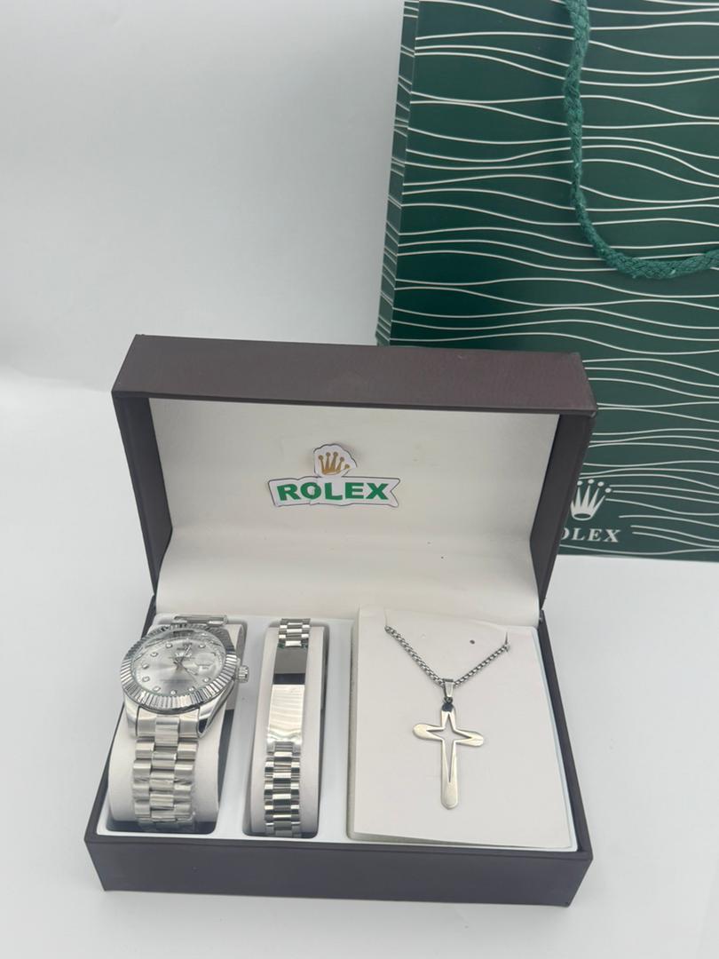 Coffret Bijoux 4 Pièces Homme & Femme - Montre + Bracelet + Collier + Bague, Cadeau Idéal