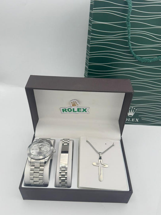 Coffret Bijoux 4 Pièces Homme & Femme - Montre + Bracelet + Collier + Bague, Cadeau Idéal