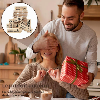 Jeu de Tour de Blocs Coquins, +30 Pièces Jeu Coquin de Tour Infernale pour Adultes, Blocs Empilables en Bois, Noël Cadeaux de Rencontre pour Couples Adultes