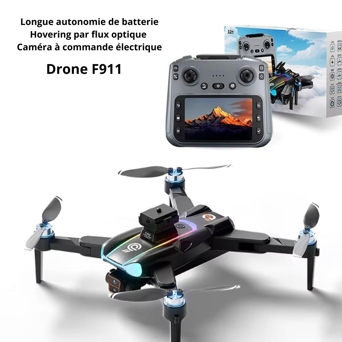 Drone F911 - Moteur Brushless, Caméra Électrique HD, Évitement d'Obstacles, Télécommande Écran