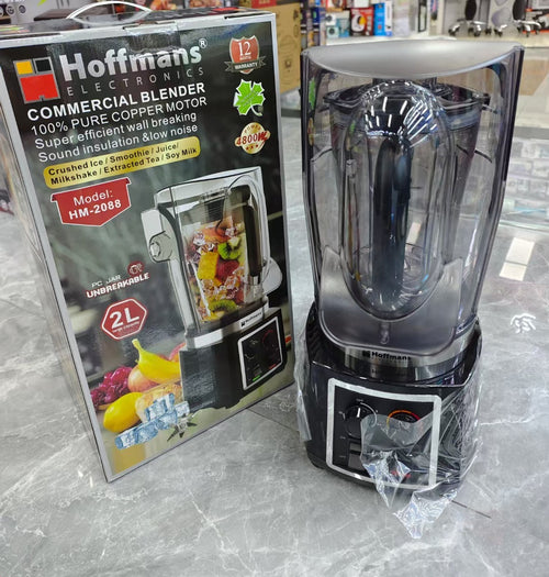 Blender Commercial Hoffmans 4800W - Moteur Cuivre Pur, 2L, LCD Touch, Insonorisé, Smoothie & Jus Professionnel