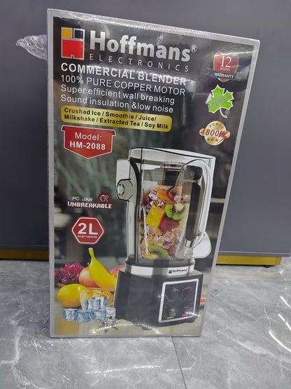 Blender Commercial Hoffmans 4800W - Moteur Cuivre Pur, 2L, LCD Touch, Insonorisé, Smoothie & Jus Professionnel