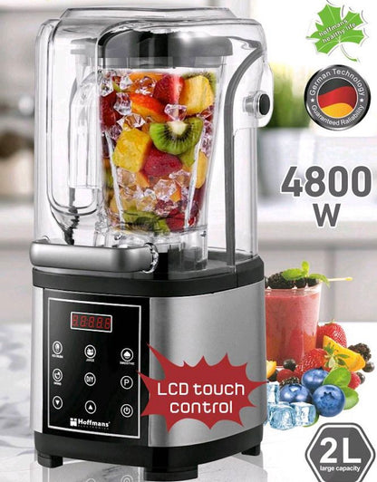 Blender Commercial Hoffmans 4800W - Moteur Cuivre Pur, 2L, LCD Touch, Insonorisé, Smoothie & Jus Professionnel