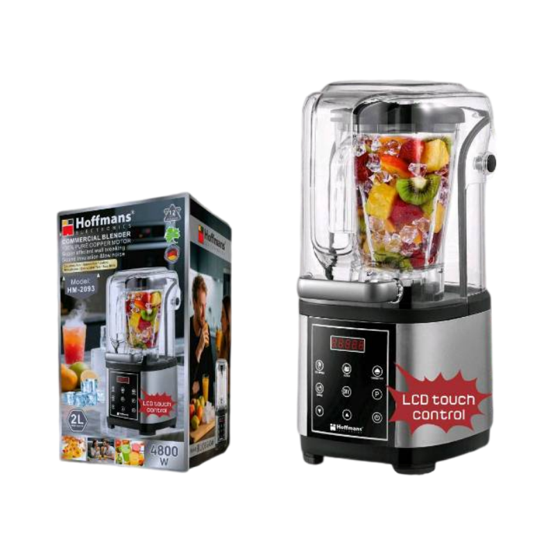 Blender Commercial Hoffmans 4800W - Moteur Cuivre Pur, 2L, LCD Touch, Insonorisé, Smoothie & Jus Professionnel