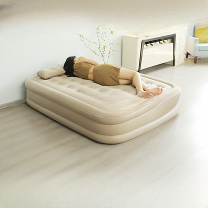 Matelas Gonflable Très Résistant 3 Places - Pompe Intégrée Automatique, Hauteur Améliorée, Famille & Camping