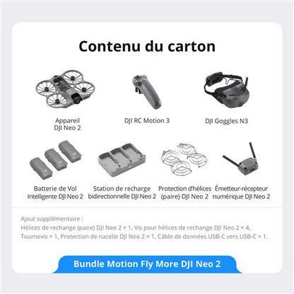 DJI Neo 2 Motion Fly More Combo - Drone FPV 4K avec Goggles N3 et DJI RC Motion 3, Ultra Professionnel