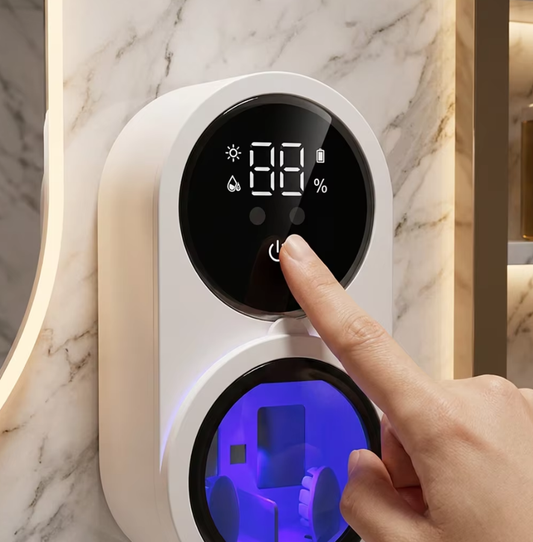 Stérilisateur UV Brosse à Dents - Mural, Sans Contact, Écran LED, Hygiène Dentaire Intelligente